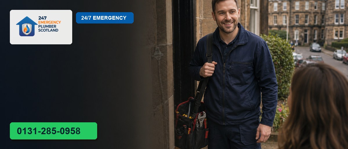 Emergency plumber attending a local callout in Linlithgow, Scotland