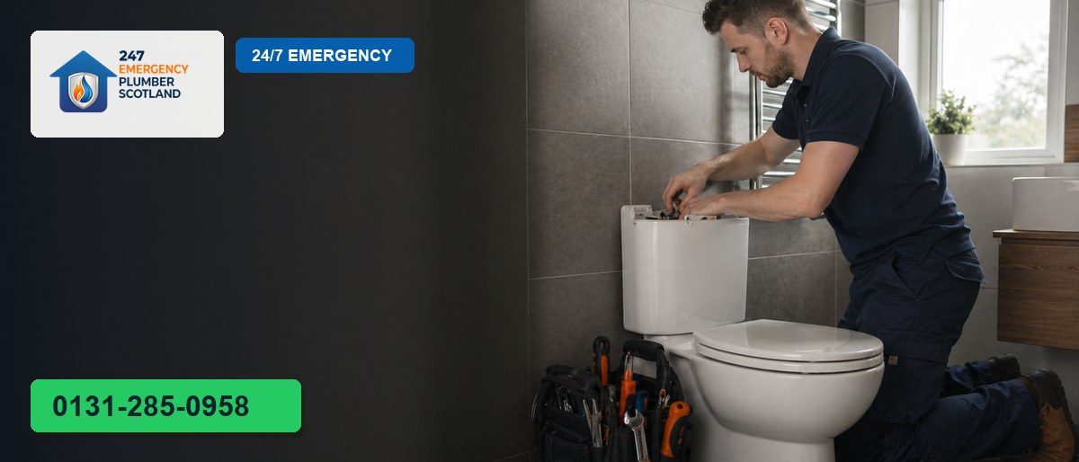 Professional plumber carrying out bathroom in Edinburgh for 24/7 Emergency Plumbing Scotland