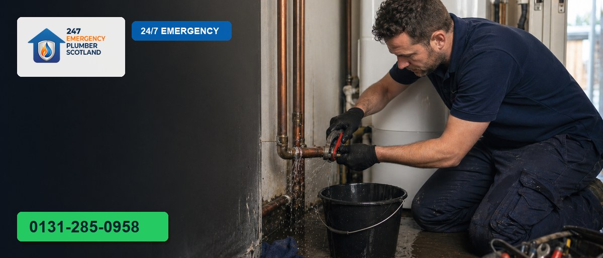Professional plumber carrying out burst pipe in Edinburgh for 24/7 Emergency Plumbing Scotland