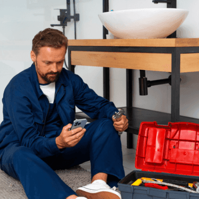 pro plumber gets bathroom sink fixed